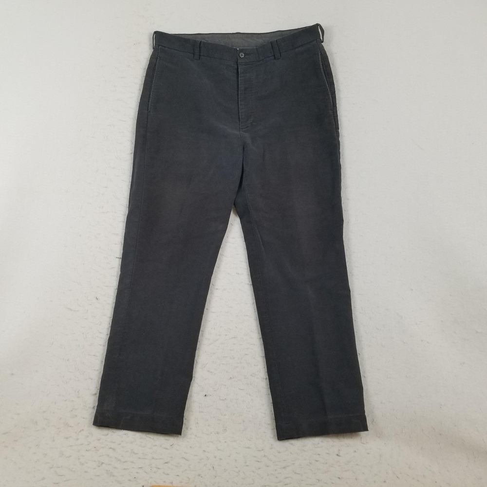 Brooks Brothers 346 Pants Mens 36x30 Gray Chino 100% Cotton Flat Front Casual
